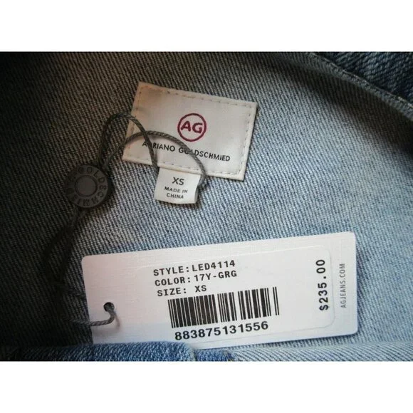 NWT AG Jeans Adriano Goldschmied Nancy 17 Year Grunge Boyfriend Denim Jacket XS